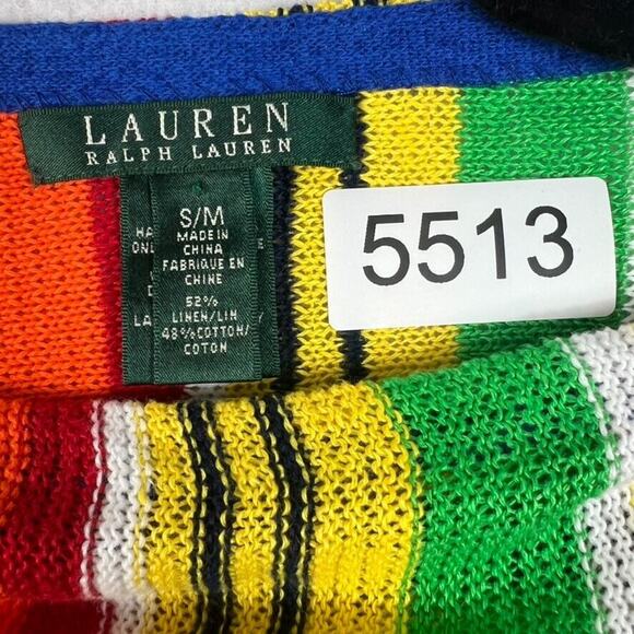Lauren Ralph Lauren Cape Poncho Knit Womens S M Linen Cotton Striped Beach Color - Picture 6 of 7
